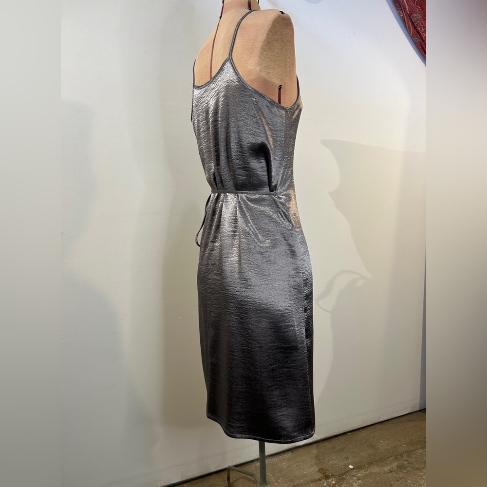 Leith Silver Metallic Wrap Cocktail Dress Size XS - Picture 4 of 16